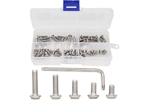 binifiMux 50pcs M5-0.8mm Button Head Torx Security Screws Assortment Kit w T25 Wrench, Stainless Steel, M5x8mm/ 10mm/ 12mm/ 16mm/ 20mm, Tamper Proof Screws