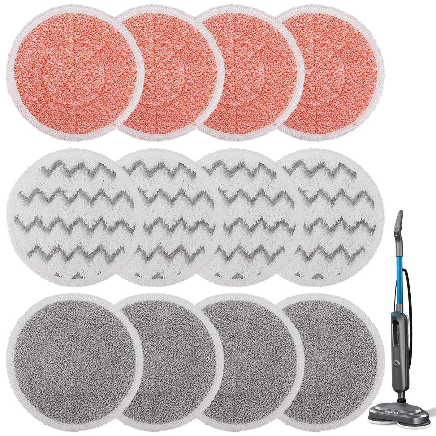 Photo 1 of 3897A Replacement Steam Mop Pads: 12 Packs Spin Mop Refills Compatible with Bissell Spinwave 3897A 3712C 3712W SmartSteam Scrubbing Steam Mop - Hard Floor Steam Mop Washable Pads (Heavy & Soft)