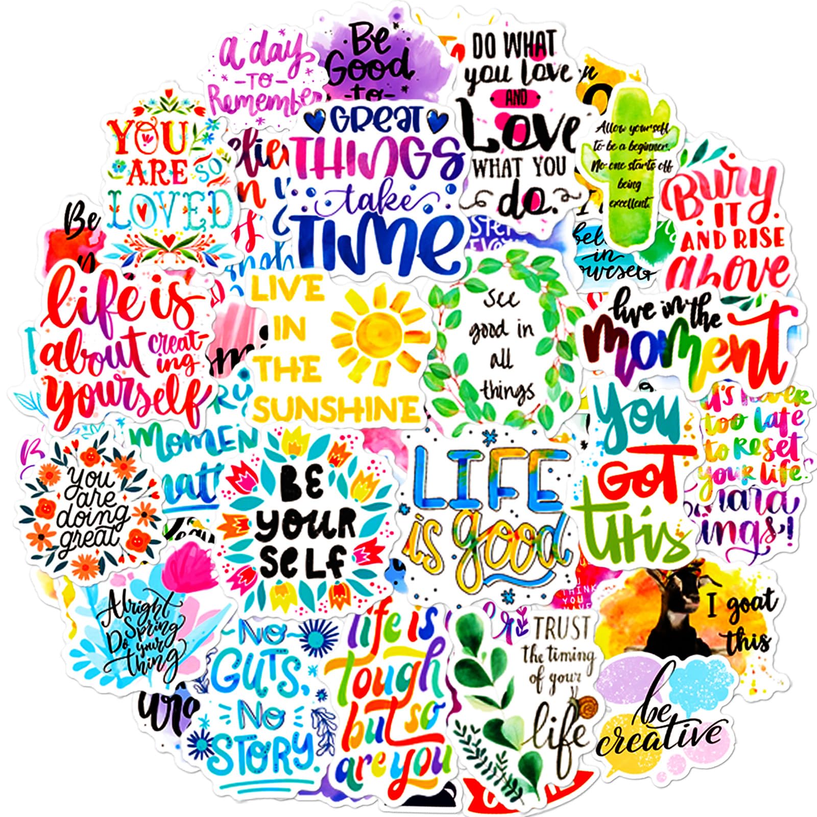 Motivational Stickers 100 Pcs Colourful Positive Affirmation Inspirational Quotes Sticker Pack, Teacher Prizes for Kids Reward, Waterproof Vinyl Stickers for Laptop Scapbook Journall Water Bottle etc — image 1