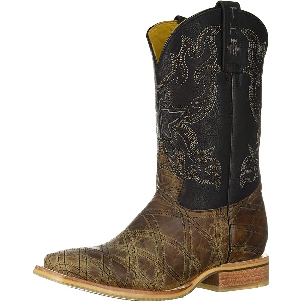 Bottes Tin Haul Homme The Gambler Taille 11 D Marron - Occasion, Style Western Vintage à Bout Carré, Quelques Défauts