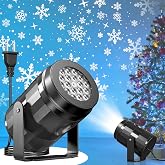 Snowflake Christmas Projector Light 110V Plug-in Indoor LED Xmas Snowfall Projector Mini White Light for Holiday Home Party Decorations Not Waterproof