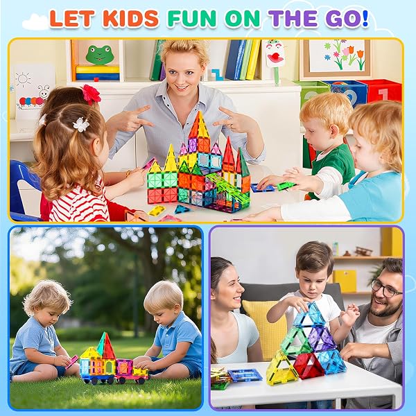 ZMAXKIC MAGNETIC TILES, 135PCS MAGNETIC BUILDING BLOCKS WITH 2 CARS, LARGE MAGNET BUILDING SET,STEM SENSORY EDUCATIONAL TOYS GIFT FOR TODDLERS KIDS BOYS GIRLS.