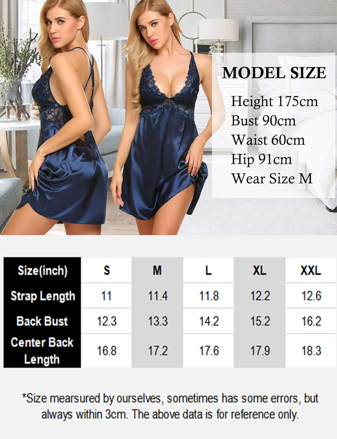 Avidlove Womens Lace Babydoll Lingerie Satin Chemise Nightgown V Neck Sleepwear Nightie at  Women’s Clothing store