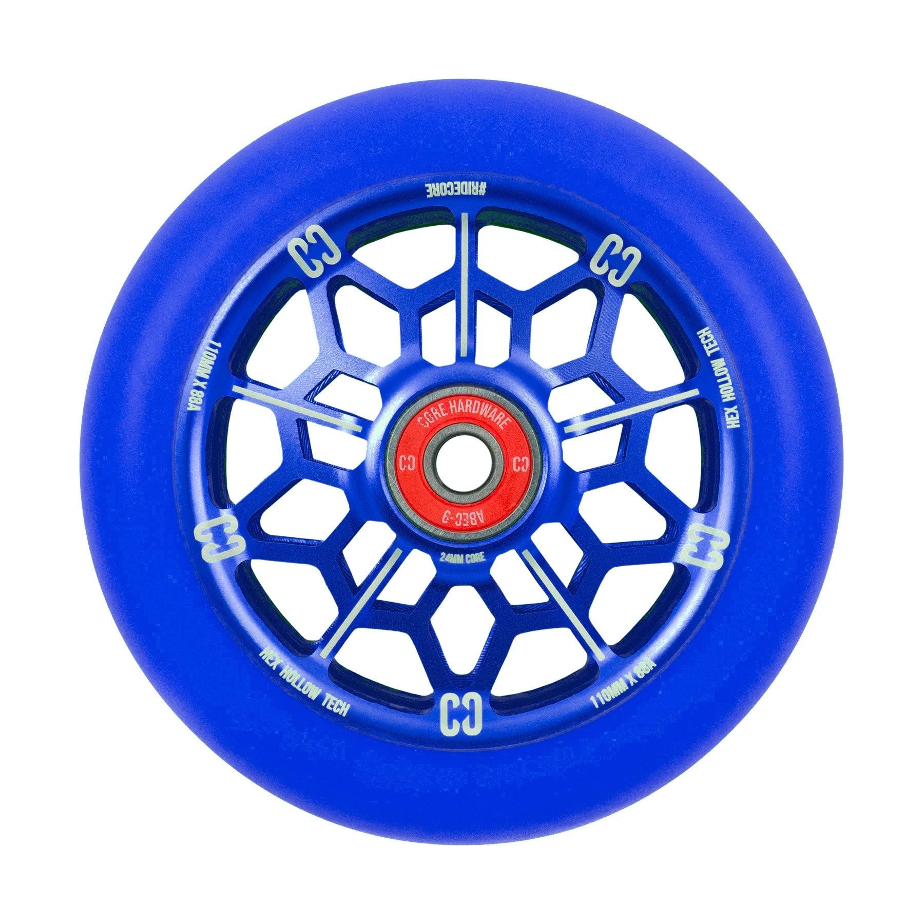 CORE Hex Stunt Scooter Wheel 110mm ABEC 9 Bearings (Replacement Pro Scooter Wheels) - Navy Blue