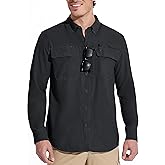 MAGCOMSEN Men's Sun Protection Fishing Shirts Long Sleeve UPF 50+ Quick Dry Cooling Button Down Shirt for Hiking Safari
