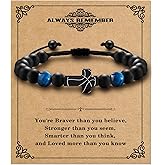 Alissl Stocking Stuffers Christmas Gift, Baseball/Basketball/Football/Soccer Cross Bracelet for Boys Tiger Eye Beads Sports Birthday Christmas Gifts for Boy Son Grandson Players Team Fan