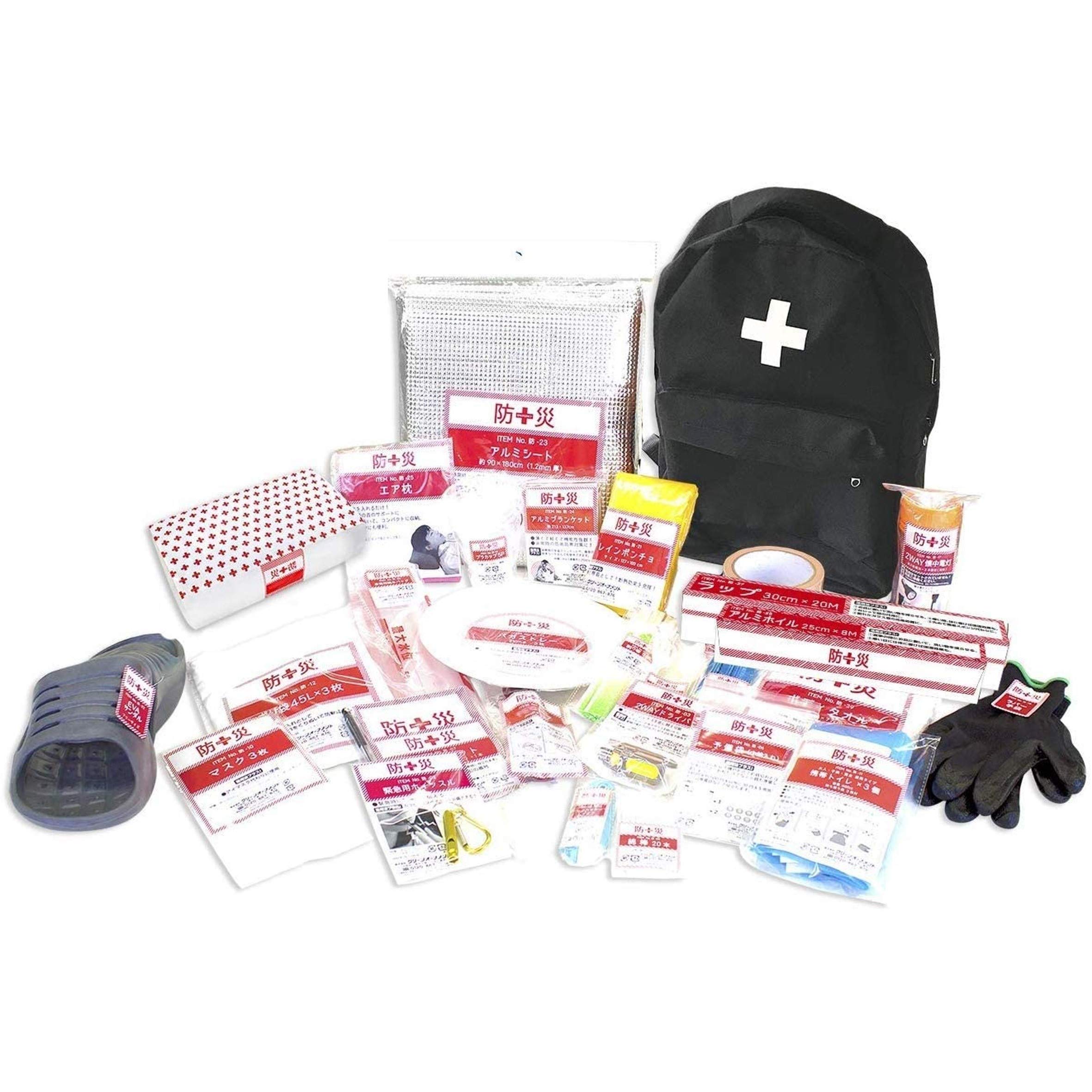 山善(YAMAZEN) 防災リュック 30点 セット 【防災士監修】 一次避難用 給水バッグ 携帯用トイレ 大容量 ブラック YBG-30(BK)商品画像