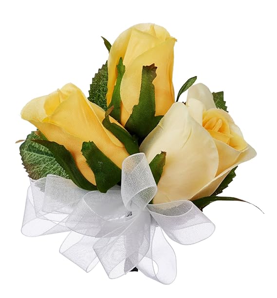 Yellow Silk Rose Corsage Wedding Corsage Prom Amazon.co.uk Kitchen