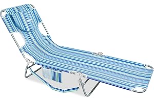 ARURU Beach Lounge Chair, Outdoor Chaise Lounger with Face Hole, 5-Position Reclining Beach Chair Face Down Tanning Chair wit