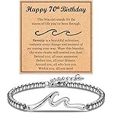 ACOGVN Birthday Gifts for Women Her, Cool Wave Bracelet Gifts for 30th-80th Birthday Woman Mom Wife Grandma Daughter Best Friend with Happy Birthday Card