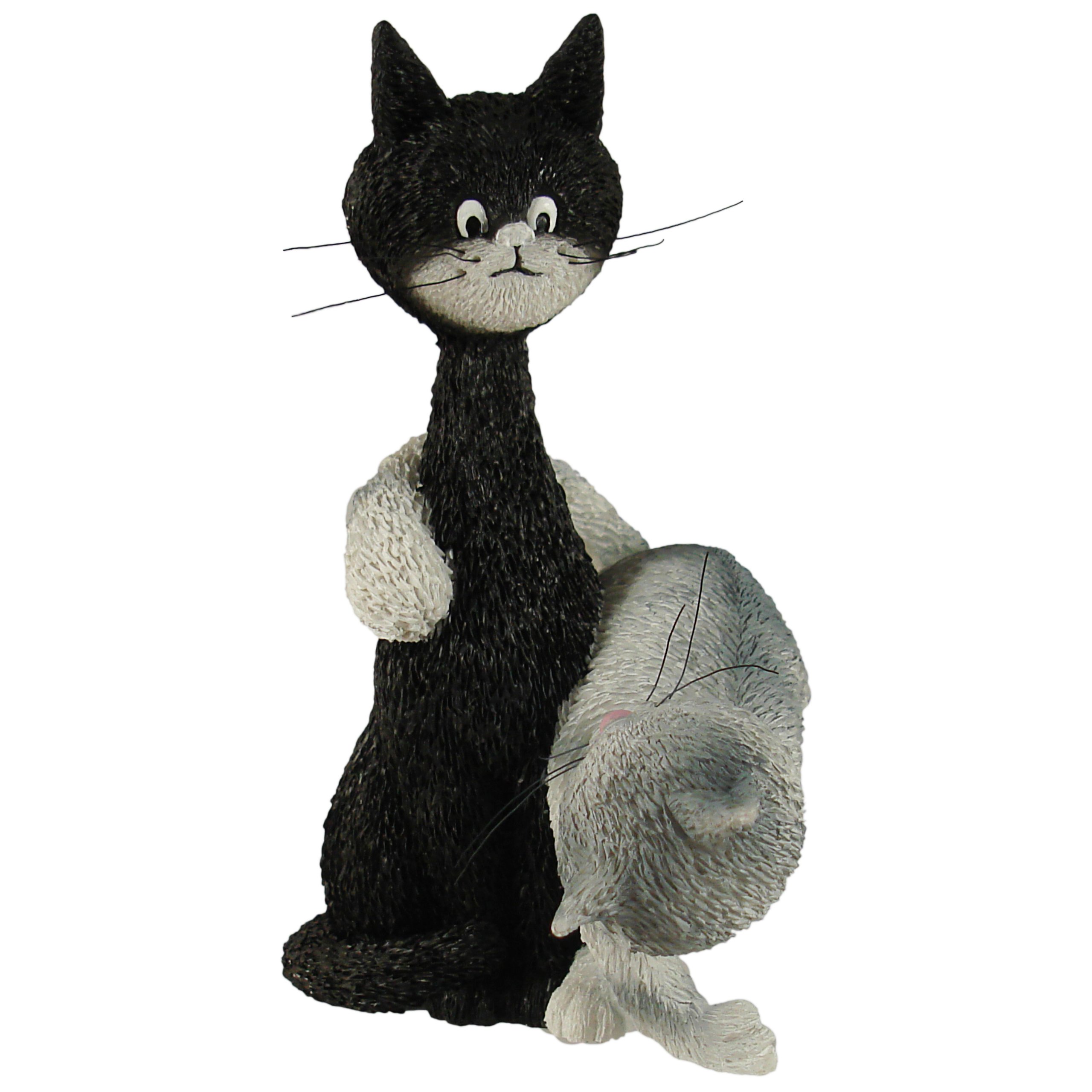 Parastone Dubout Cats Collection: Cuddling Black and Gray Cat Figurine DUB52