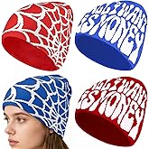 GZJINYUAN 4Pcs Y2k Beanies Spider Web Pattern Acrylic Knitted Hats Casual Streetwear Beanies for Women Man Winter Outdoor