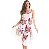 Riviera Sun Tie Dye Summer Dress with Floral Hand Painted Design