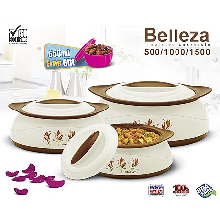 Bms Lifestyle Goodday Belleza Insulated Hot Pot Casserole Gift Set, 3 Pcs