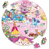 SYNARRY Floor Puzzles for Kid Ages 4-6, Large 70 Piece Unicorn Princess Fairy Puzzles for Kids Ages 3-5, Girls Puzzles for Ki