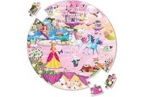 SYNARRY Floor Puzzles for Kid Ages 4-6, Large 70 Piece Unicorn Princess Fairy Puzzles for Kids Ages 3-5, Girls Puzzles for Ki