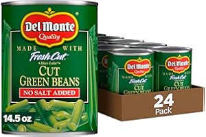 Del Monte FRESH CUT BLUE LAKE Cut Green Beans, No Salt Added Canned Vegetables, 24 Pack,14.5 oz Can