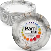 PAMI Paper Plates 10 in,Smoky Gold Collection,Oil &amp; Water Resistant,50 Ct