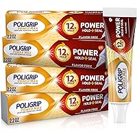 Poligrip Power Max Power Hold Plus Seal Denture Adhesive Cream, Denture Cream for Secure Hold and Food Seal, Flavor Free - 2.