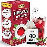LeafLea 40 Premium Natural Hibiscus Tea Bags, 100% Pure from Hibiscus Flowers, Caffeine-Free Herbal Tea, Hibiscus Flower Tea 