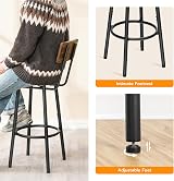 HOOBRO Bar Stools Set of 2 with Backs Rustic Brown EBF32BY01G1 view 4
