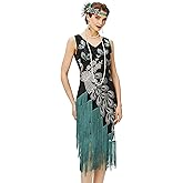 BABEYOND 1920s Vintage Peacock Sequined Dress Gatsby Fringed Flapper Dress Roaring 20s Party Dress