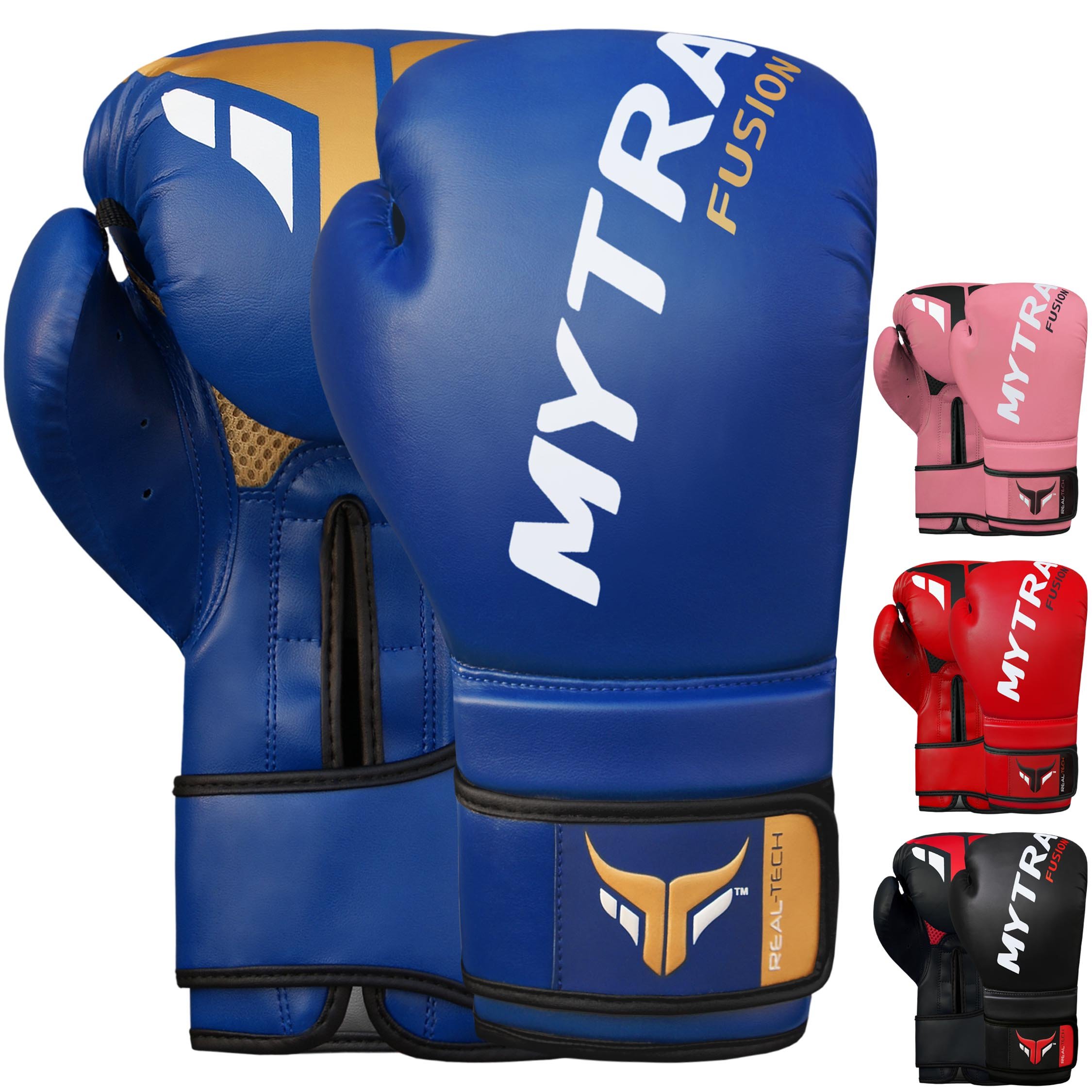 Mytra Fusion Boxing Gloves Real-Tech SL-4 Training Gloves (Blue, 14-oz)
