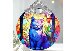 Jocidea Pet Christmas Ornament, Cat Christmas Decorations, Pet Ornaments for Christmas Tree, Stained Glass Ornament, Cat Lovers Gift Ideas, Holiday Decorations and Xmas Gifts