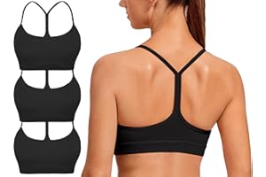 RAXNODE Spaghetti Strap Padded Sports Bras for Women - Y Back Yoga Workout Tops (3 Pack)