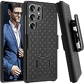 Fingic for Samsung Galaxy S25 Ultra Case with Belt Clip Holster Case Slim Combo Shell with Kickstand Swivel Holster Rugged Shockproof Antiscratch Full Body Protective for Galaxy S25 Ultra,2025,Black