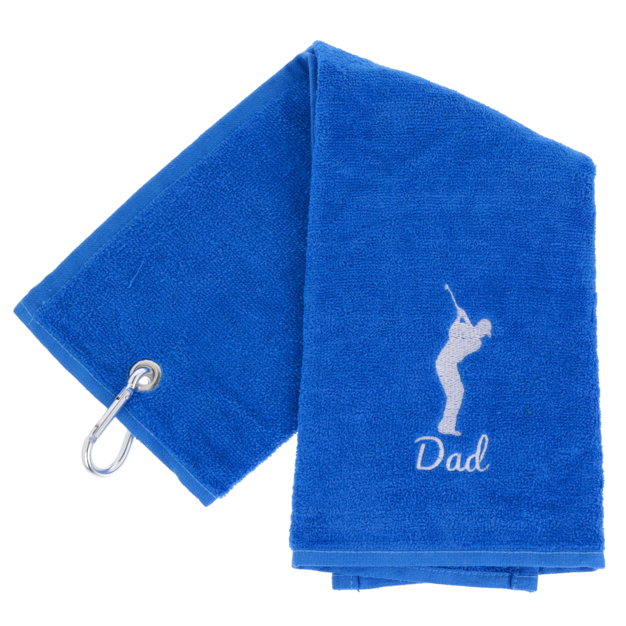 Always Looking Good Golf Towel for Dad Royal Blue Luxury Velour 50cm x 40cm Custom Embroidered Golf Towel with Carabiner Clip Gift- Golf Gifts for Dad