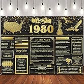 Back in 1980 Banner Backdrop 7x5ft Large Size 46th Birthday Backdrop Poster Vintage 1980 Party Background Decor Supplies Happy Birthday Sign
