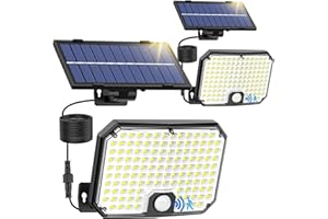 BAIRTH Solar Outdoor Lights, Motion Sensor Dusk to Dawn Wall Lights Waterproof, LED Outside Solar Powered Security Flood Light Fixtures 3 Modes with 16FT Cable for Front Door Porch Shed Barn Garage, 2 Packs