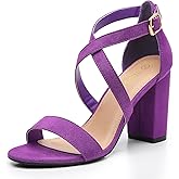 Trary Women’s Ankle Strap Dress Pump Open Toe Chunky Block Heel Sandals Comfy Wedding Shoes