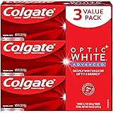 Colgate Optic White Advanced Teeth Whitening Toothpaste with Fluoride, 2% Hydrogen Peroxide, Sparkling White - 3.2 Ounce (3 P