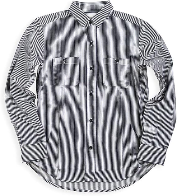 Amazon Macbatros マクバトロス 日本製 ヒッコリーストライプ 長袖シャツ メンズ ワークシャツ アメカジ 31 15 800a シャツ 通販