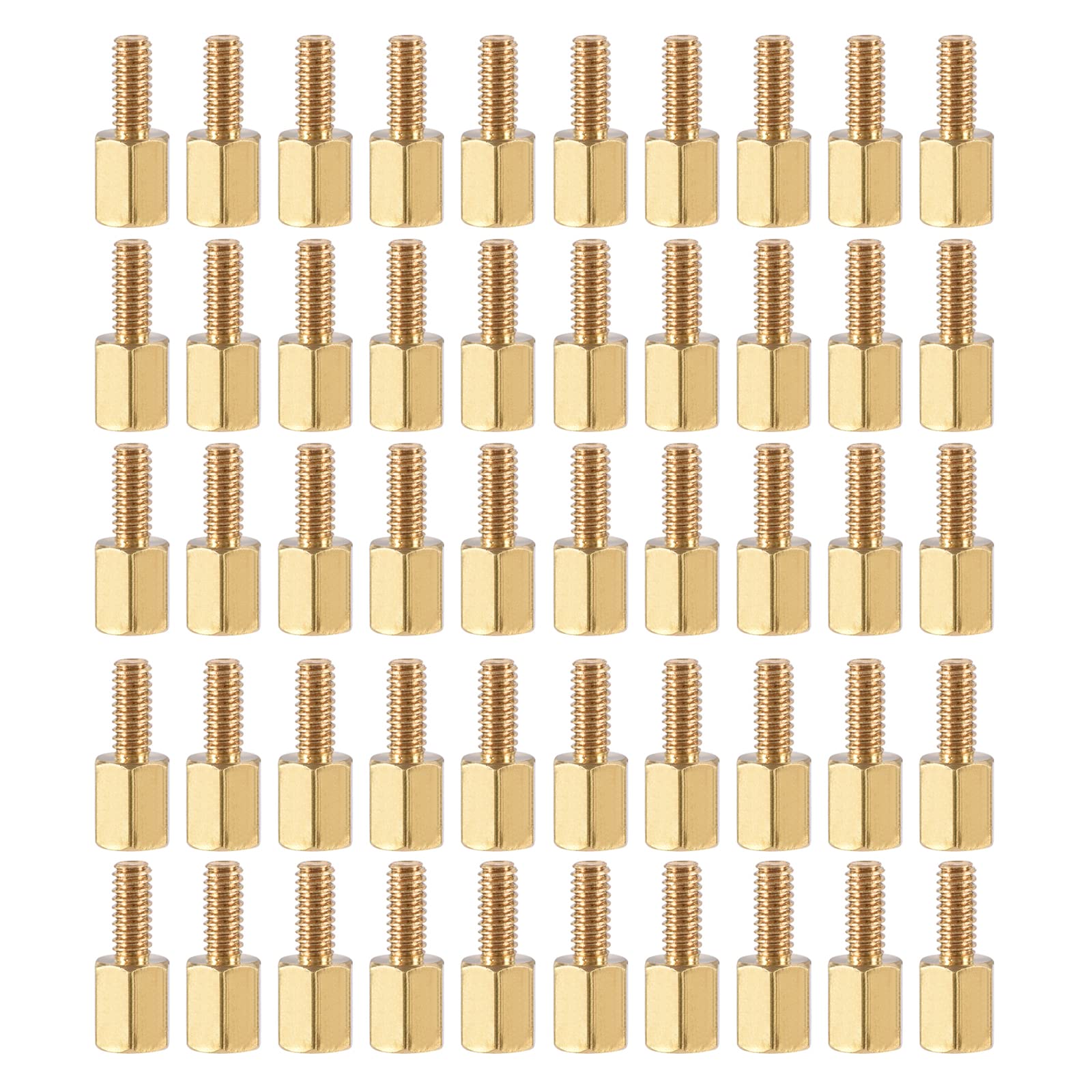YOKIVE 100 Pcs M2.5 Standoff Screws, Brass Hex PCB Standoffs, Keep Height Consistent, Great for Motherboard (Gold Tone, 6mm+6mm)