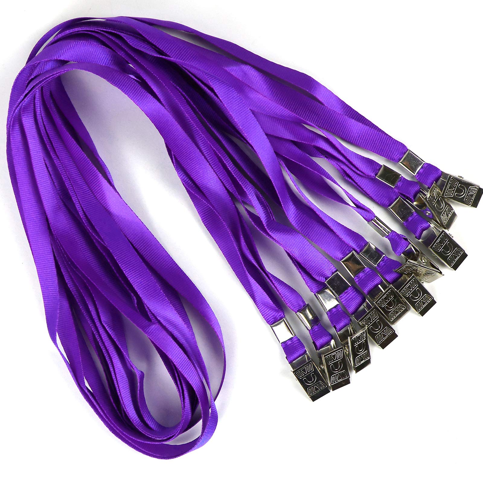 Bird Fiy Purple Lanyards 100 Pack 34" Premium Lanyard Bulldog Clips Bulk Nylon Flat Lanyard with Badge Clip (Purple, 100 Pack)