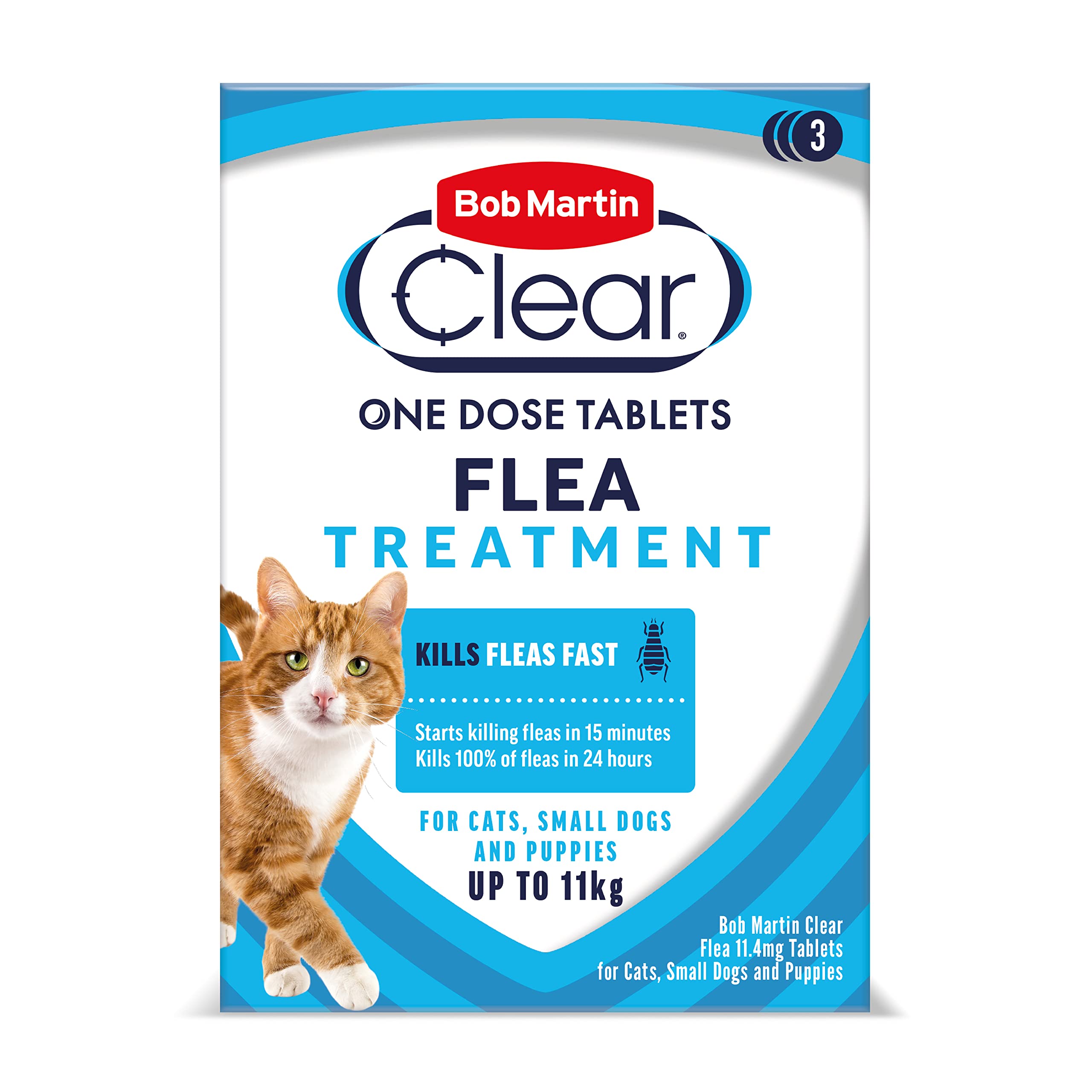 Bob Martin Clear Flea Treatment for Cats (3 Tablets) - Kills 100% of Fleas within 24 Hours