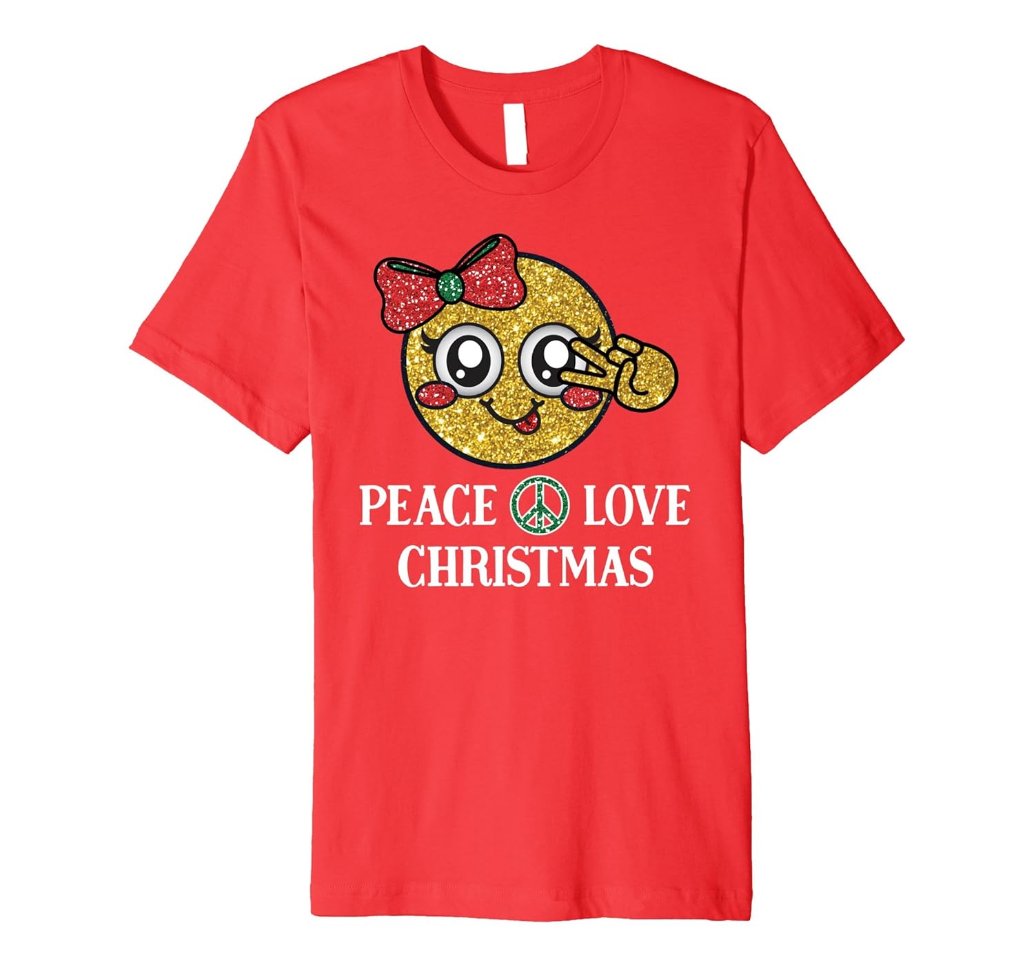 Cute Peace Love Christmas Peace Quote Premium Emoji Shirt-ANZ