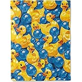 ainori Bubble Bath Duck Flannel Blanket - Fun and Playful Rubber Duckies Throw,Gifts for Kids & Animal Lovers, Ultra Soft & Warm,Lightweight, for Couch Bedroom Living Room Decor & Travel 50x60in