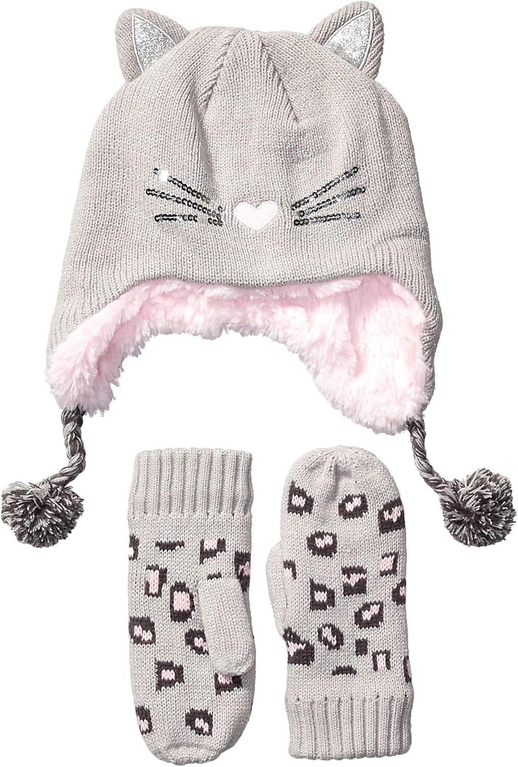  Brand - Spotted Zebra Girls Hat Scarf Mittens Gloves Cold Weather Accessories Sets: Clothing