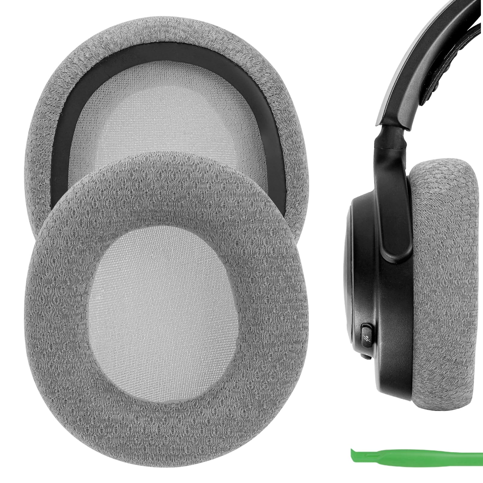 Geekria Comfort Mesh Fabric Replacement Ear Pads for SteelSeries Arctis Nova Pro Wired/ Nova1/ 1P/ 1X/ Nova3/ 3P/ 3X/ Nova4/ 4P/ Nova5/ 5P/ 5X/ Nova7/ 7P/ 7X Headphones, Ear Cushions (Grey)