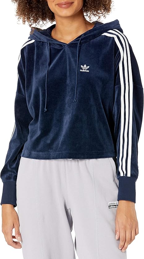 adidas velvet cropped hoodie sweatshirt