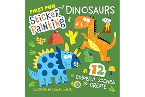 First Fun Sticker Painting: Dinosaurs: 12 Colorful Scenes to Create (Happy Fox Books) Paint-by-Sticker Art Designs for Kids Ages 4 and Up - Triceratops, T. Rex, Velociraptor, Allosaurus, and More