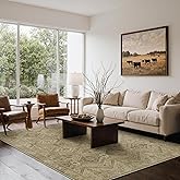 Bavni 8x10 Area Rugs for Living Room, Machine Washable Rug Non Slip, Vintage Chenille Distressed Print Carpet, Large Low Pile Ultra-Thin Lightweight Rugs for Bedroom, Dining Room, Office, Nut Brown