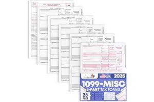 DUTYMARK 1099 MISC Forms 2025, 4 Part Laser Tax Forms Kit for 25 Individuals - Designed for QuickBooks and Accounting Software 1099 Misc 2025