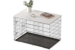 Piskyet Dog Crate Topper Wood Countertop for 48 42 36 30 24 inch Dog Cage, Dog Crate Cover,Dog Kennel Topper(Crate Not Include) (White, for 48 Inch Crate)