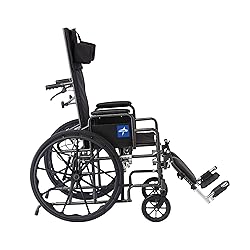 Medline Reclining Wheelchair, 18", with Elevating