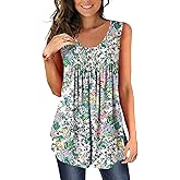 BeadChica Women's Casual Tank Tops For Leggings Sleeveless Dressy Tunics Shirts Botton Down Henley Blouses Summer